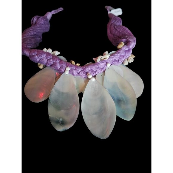 Shell/Lavender Collar Necklace/Earring Set - Picture 10 of 16
